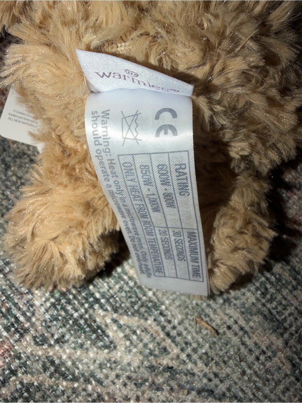Warmies Brown Curly Bear - Plush Microwavable NWT Mini 7” - Picture 6 of 8